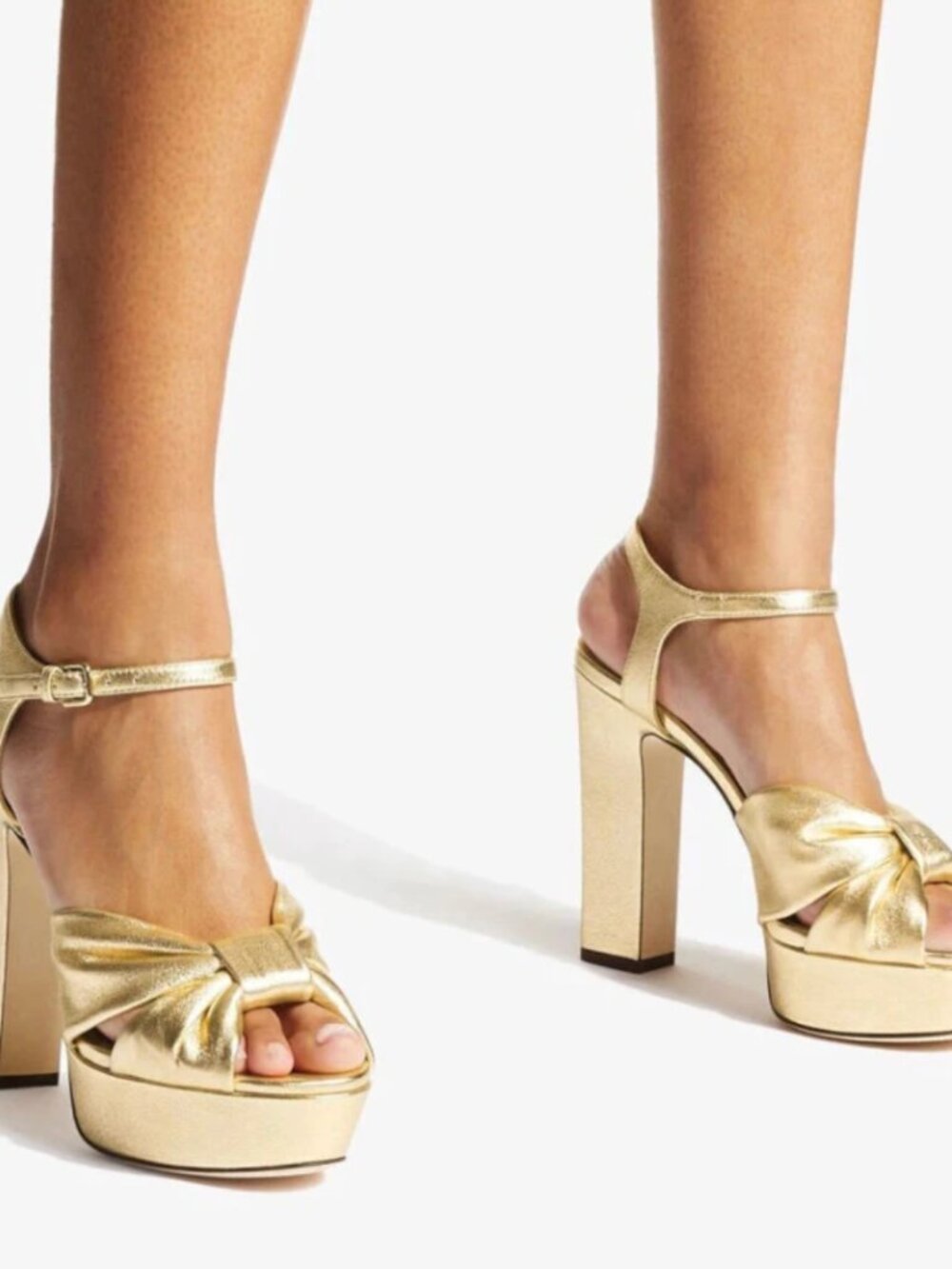 Jimmy Choo Gold Block Heels - Size 38